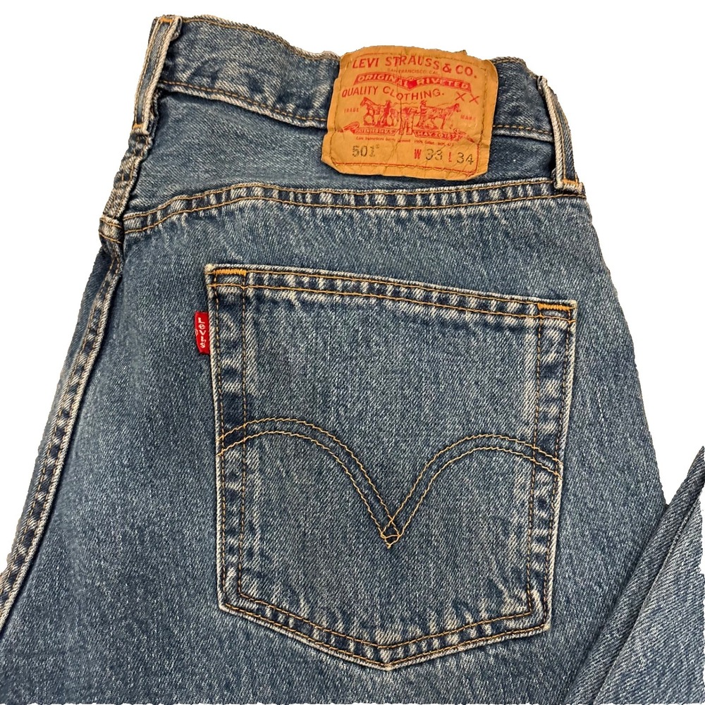 VTG Y2K Levi's 501 XX Jeans Men's 32Wx33L (33x34 Tag) Blue Denim Button Fly 2003